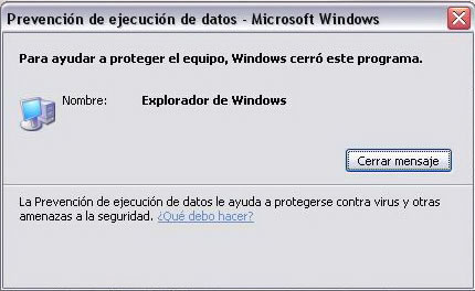 Prevención de ejecución de datos (Mensaje)
