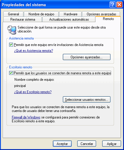 Propiedades del sistema