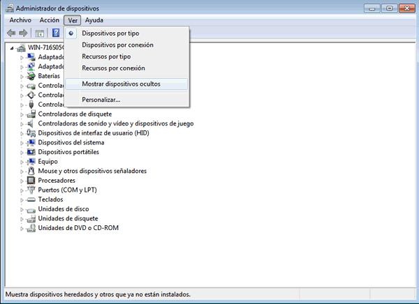 Eliminar dispositivos ocultos en Windows Vista y 7 2 Dispositivos ocultos