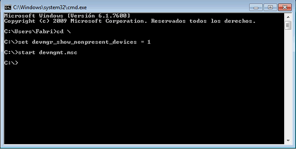 Eliminar dispositivos ocultos en Windows Vista y 7 1 cmd