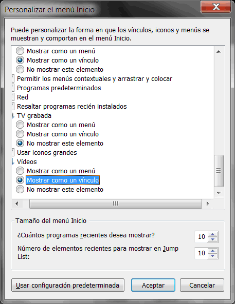 Personalizar Menú Inicio