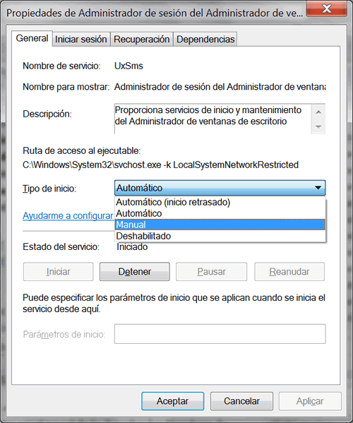 Propiedades servicio