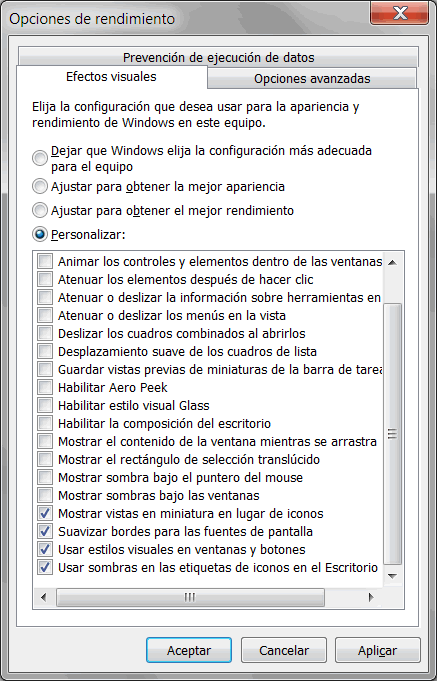 Efectos visuales