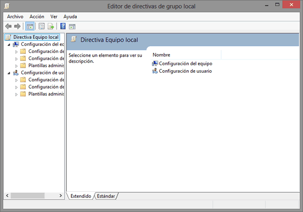 Editor de directivas de grupo local