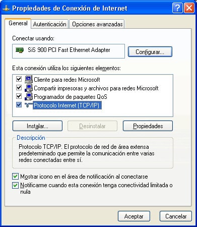 Propiedades conexión